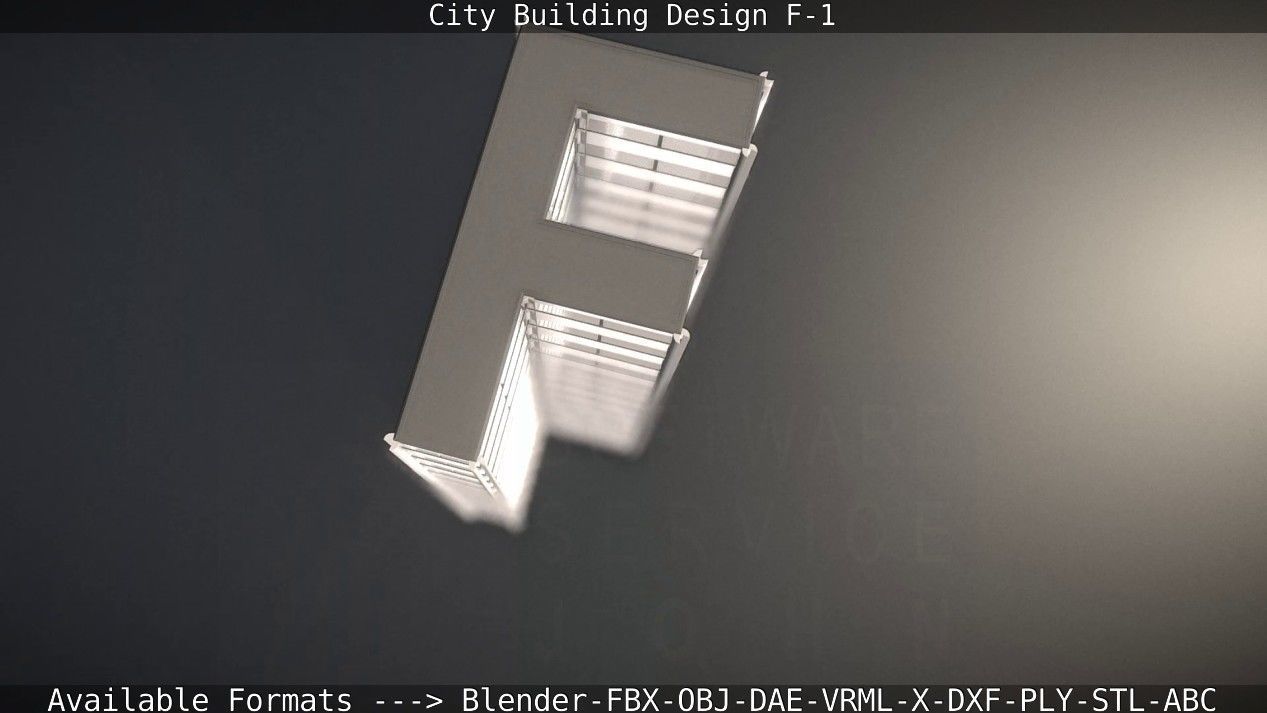 City Building Design F-1 Low-poly 3D model_30