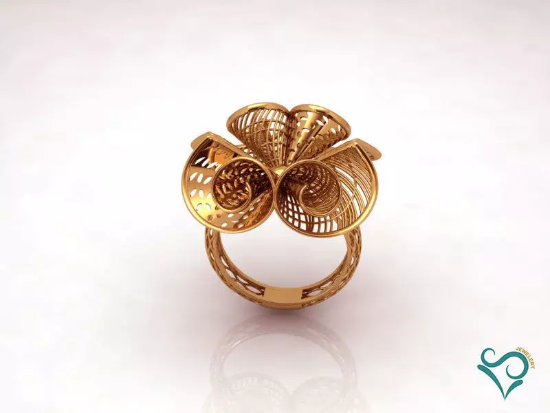 Gold Ring wedding flower ring printable 3d Jewel  3D print model_0