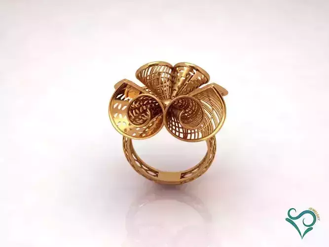 Gold Ring wedding flower ring printable 3d Jewel  3D print model