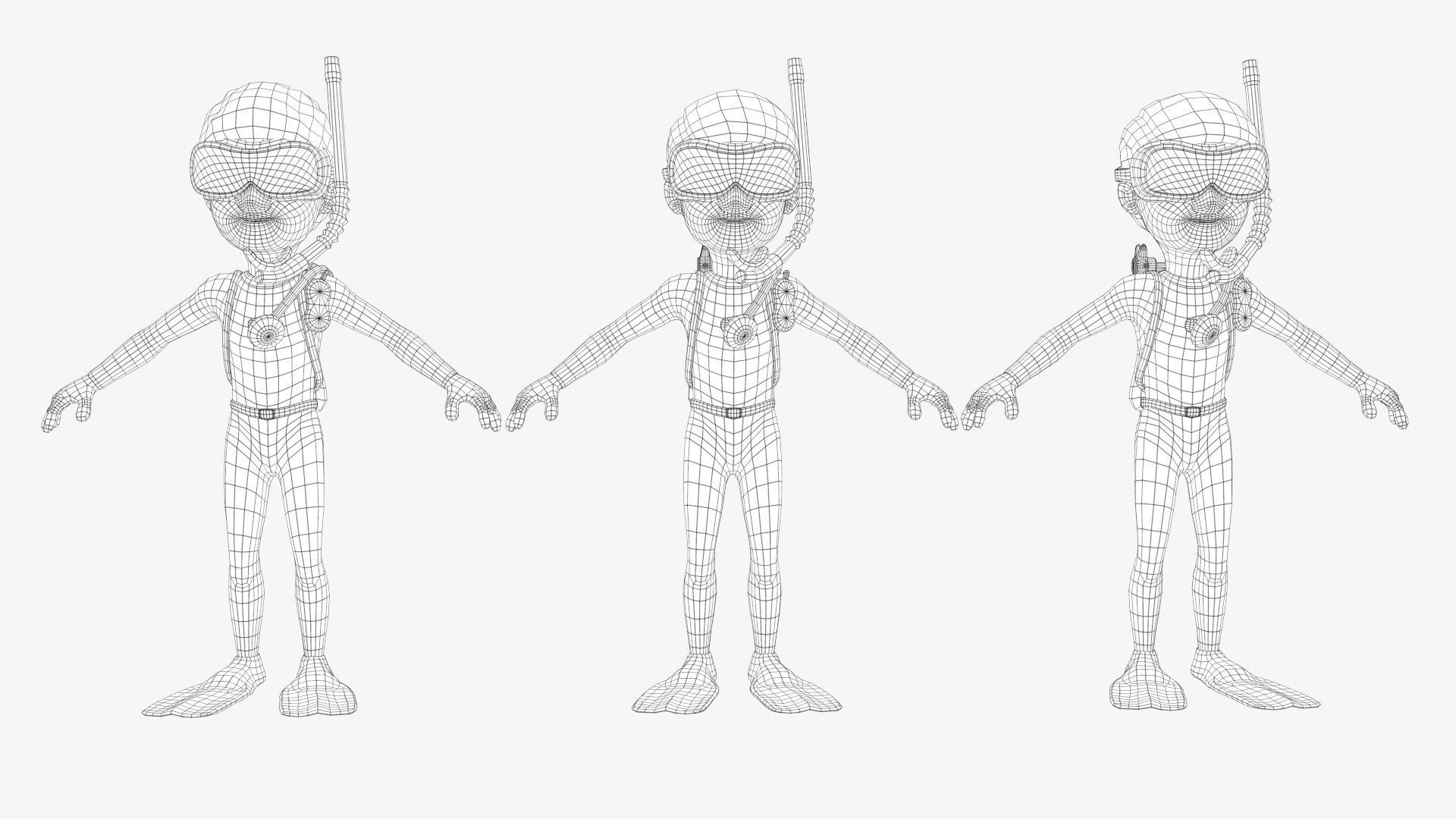 Diver Boy Low-poly 3D model_12