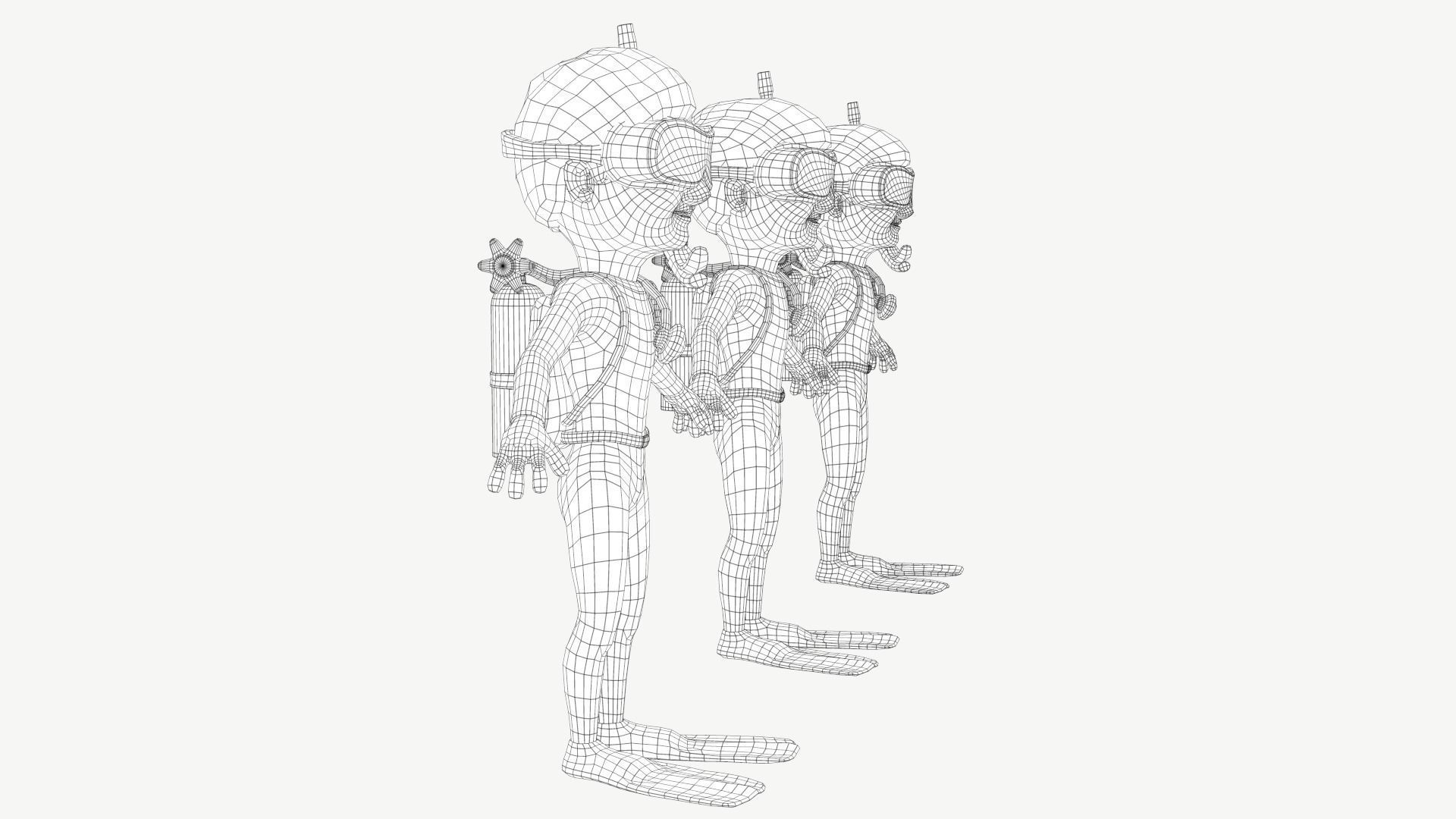 Diver Boy Low-poly 3D model_4