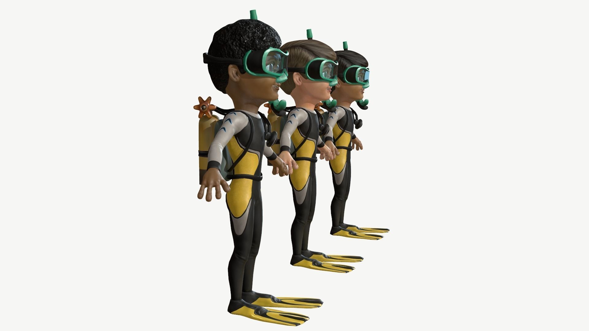 Diver Boy Low-poly 3D model_3