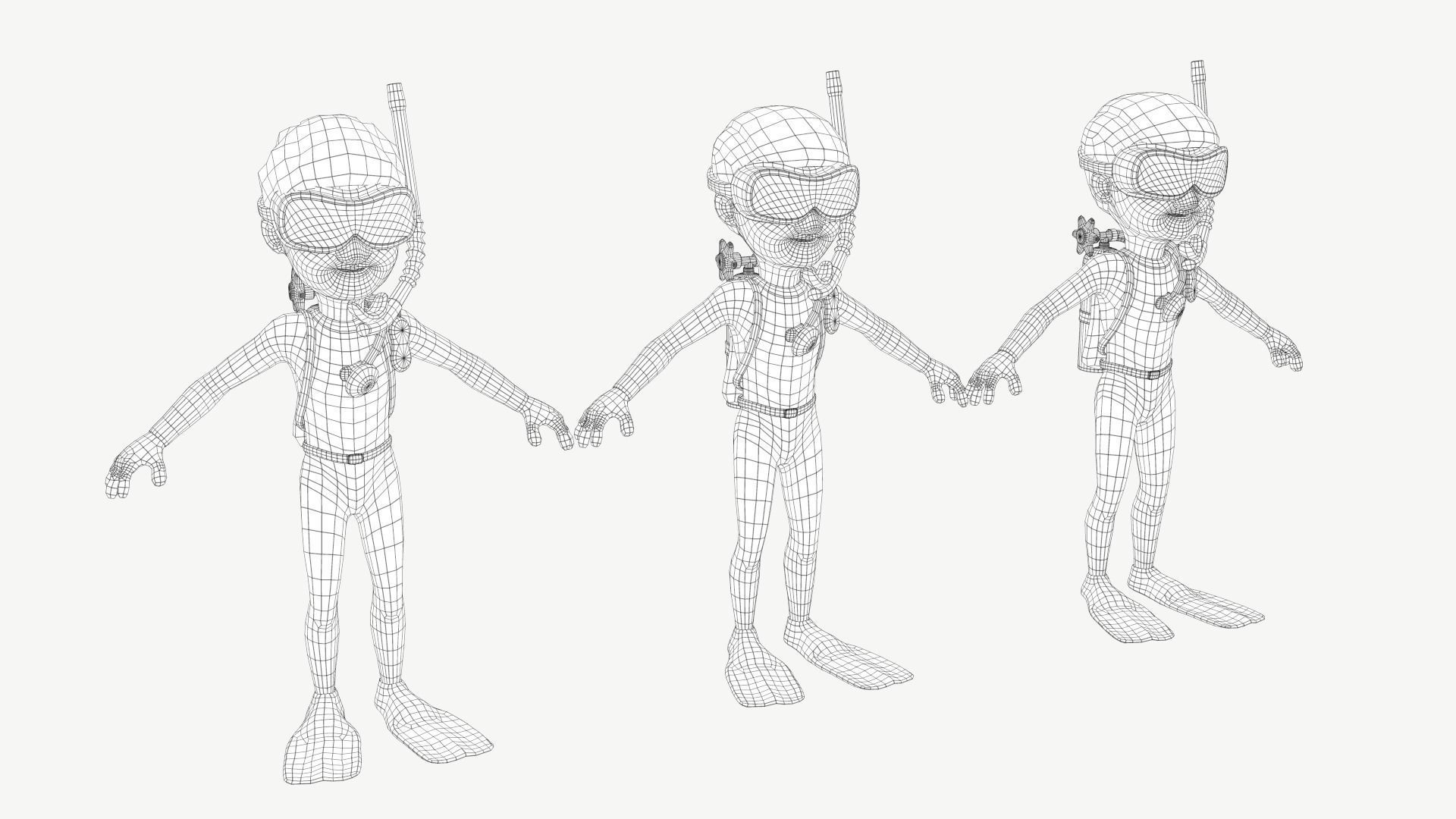 Diver Boy Low-poly 3D model_2