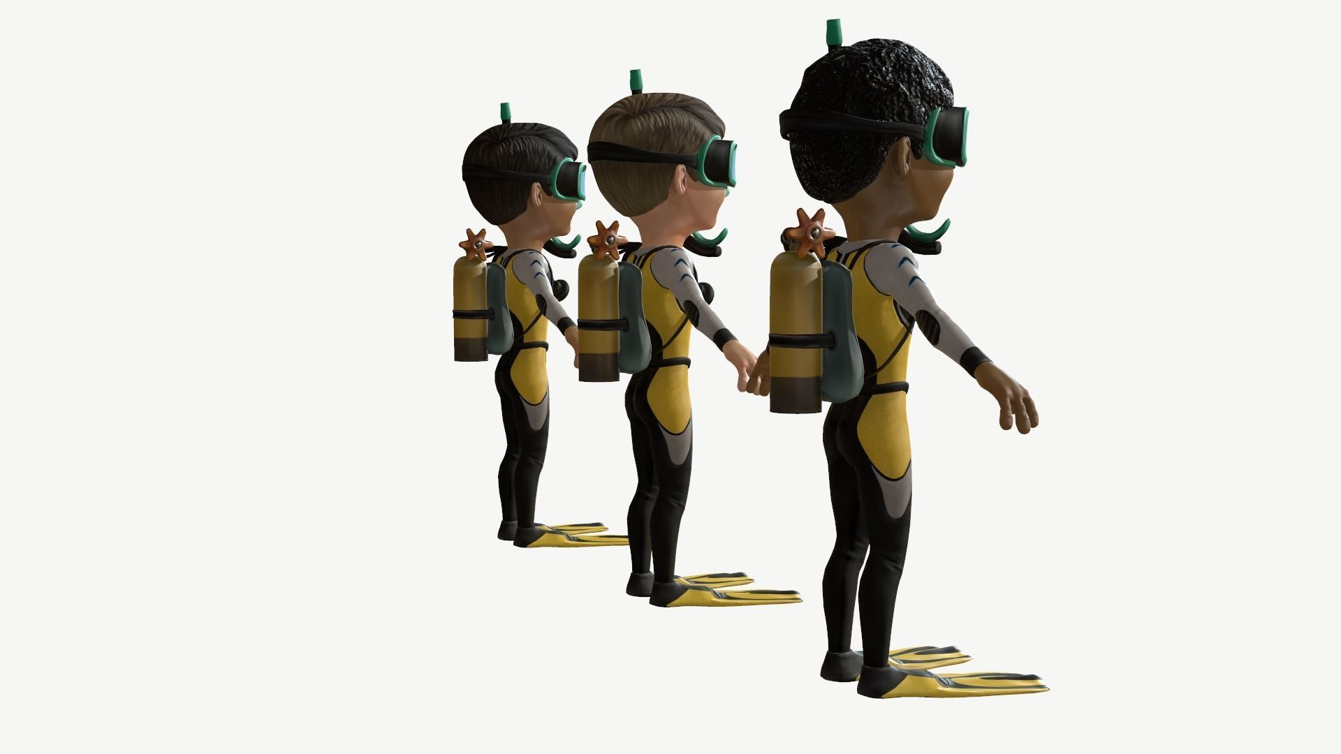 Diver Boy Low-poly 3D model_5