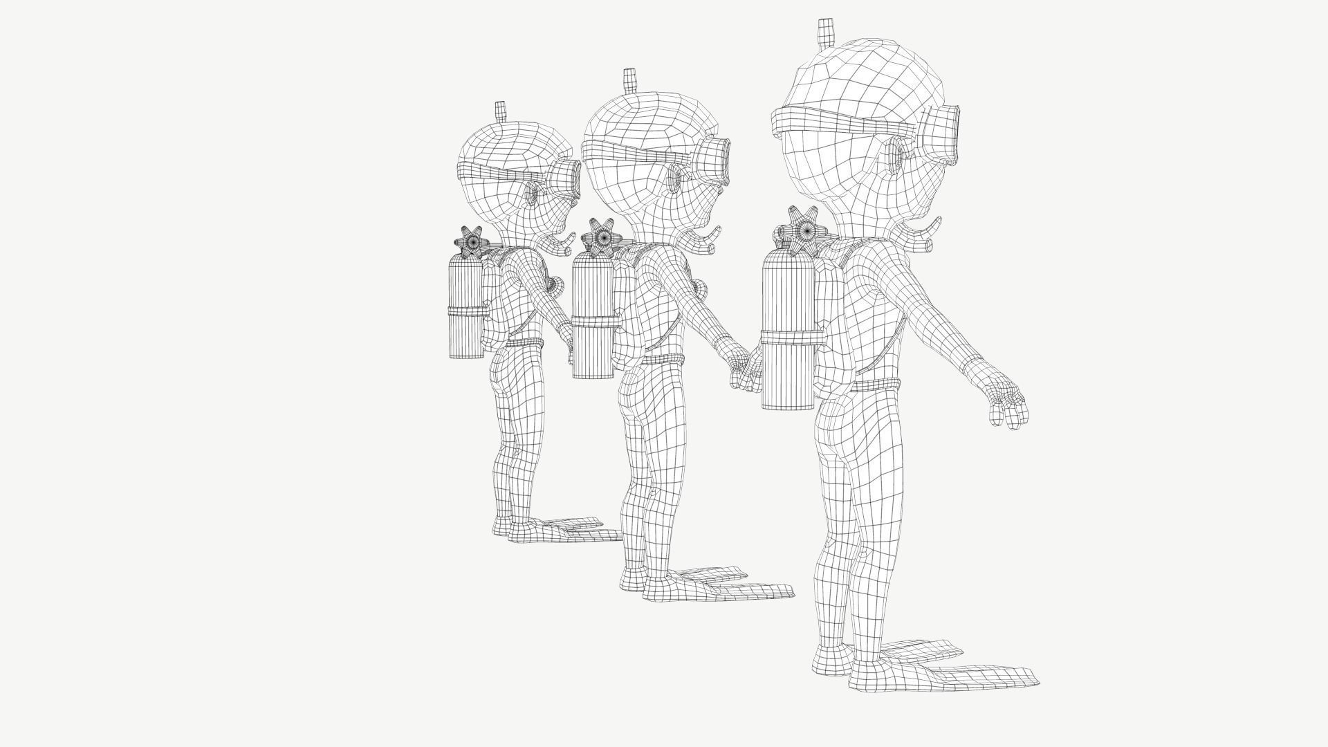 Diver Boy Low-poly 3D model_6