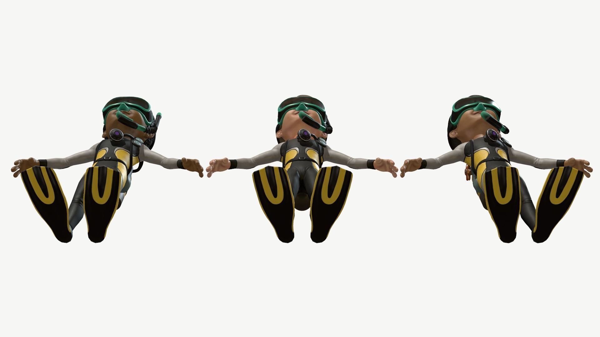 Diver Boy Low-poly 3D model_13