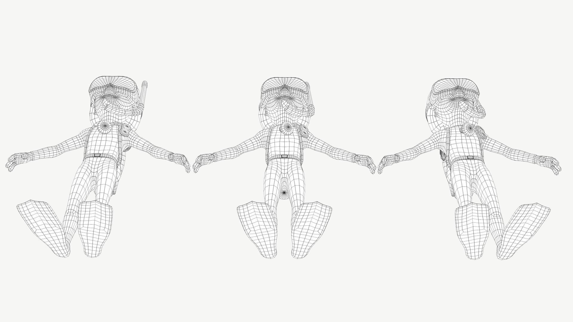 Diver Girl Low-poly 3D model_14