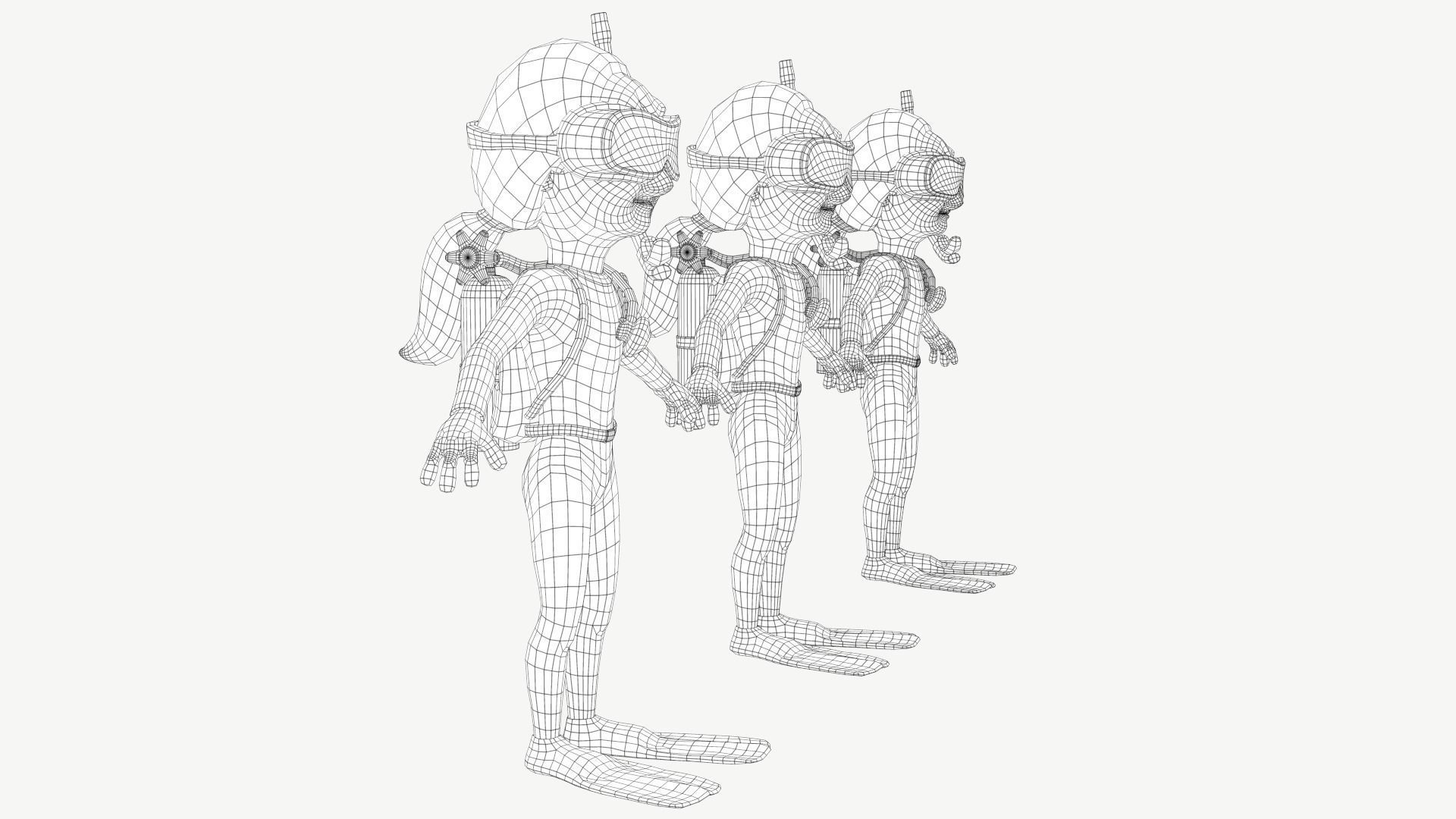 Diver Girl Low-poly 3D model_4