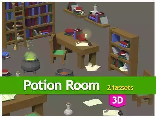 Potion room pack Low-poly 3D model