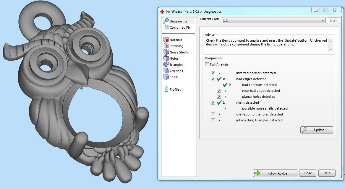 fashion pendant owl with gems 3D print model_8