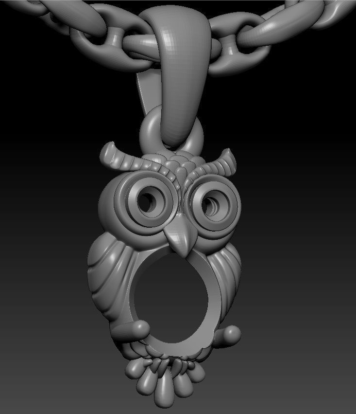 fashion pendant owl with gems 3D print model_6