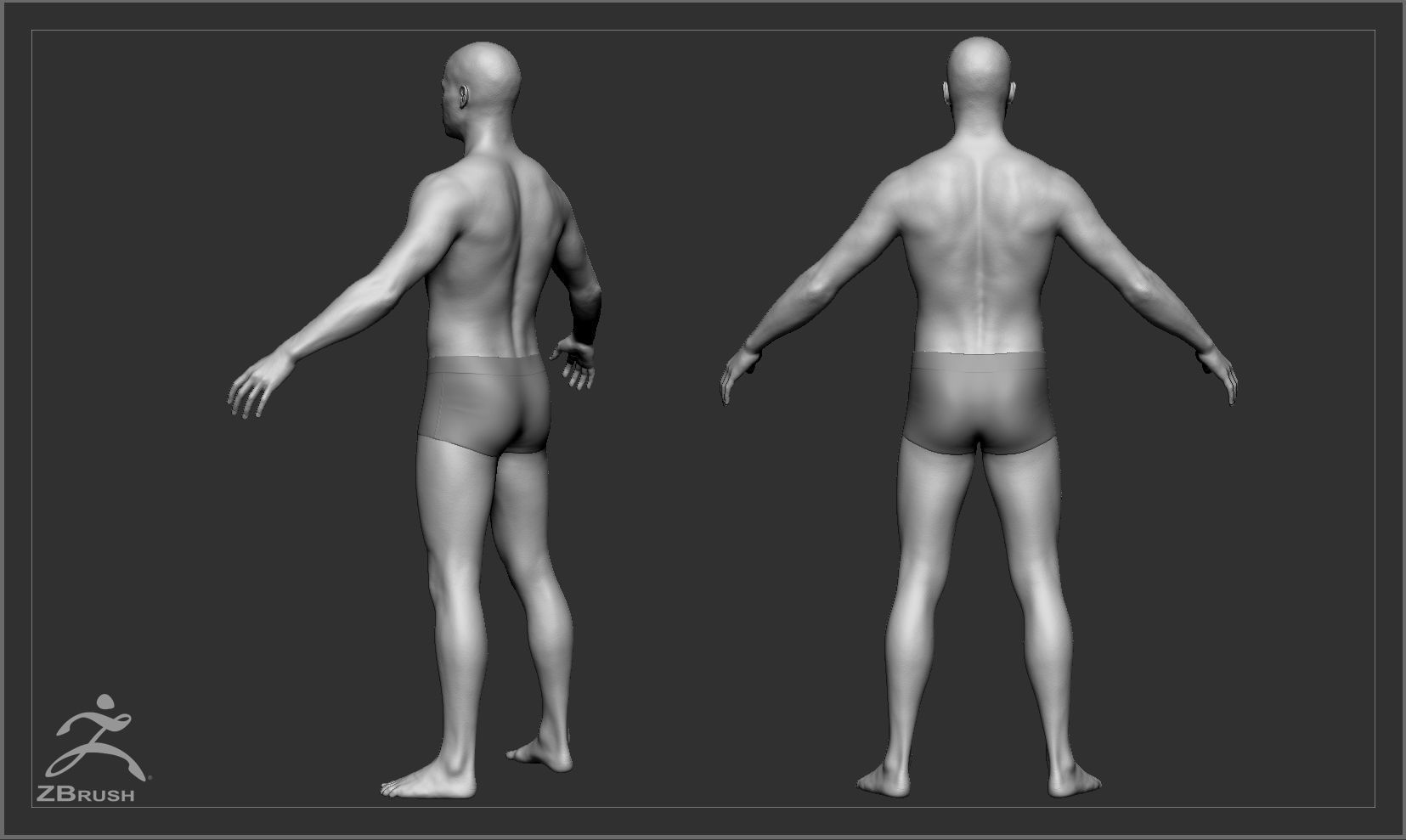 Average Black Male Body Basemesh 3D model_2