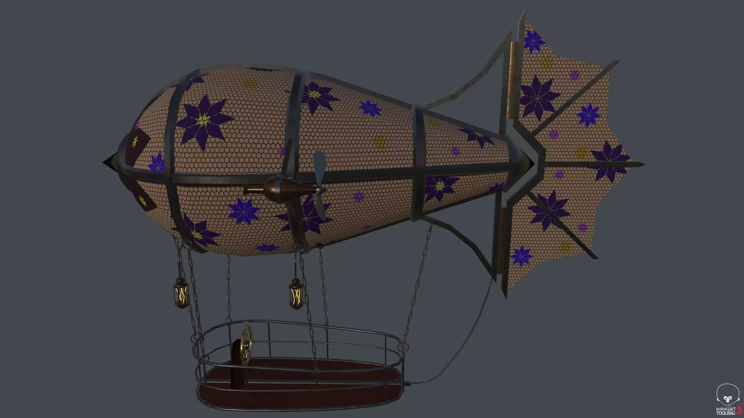 Fantasy zeppelin Low-poly 3D model_0