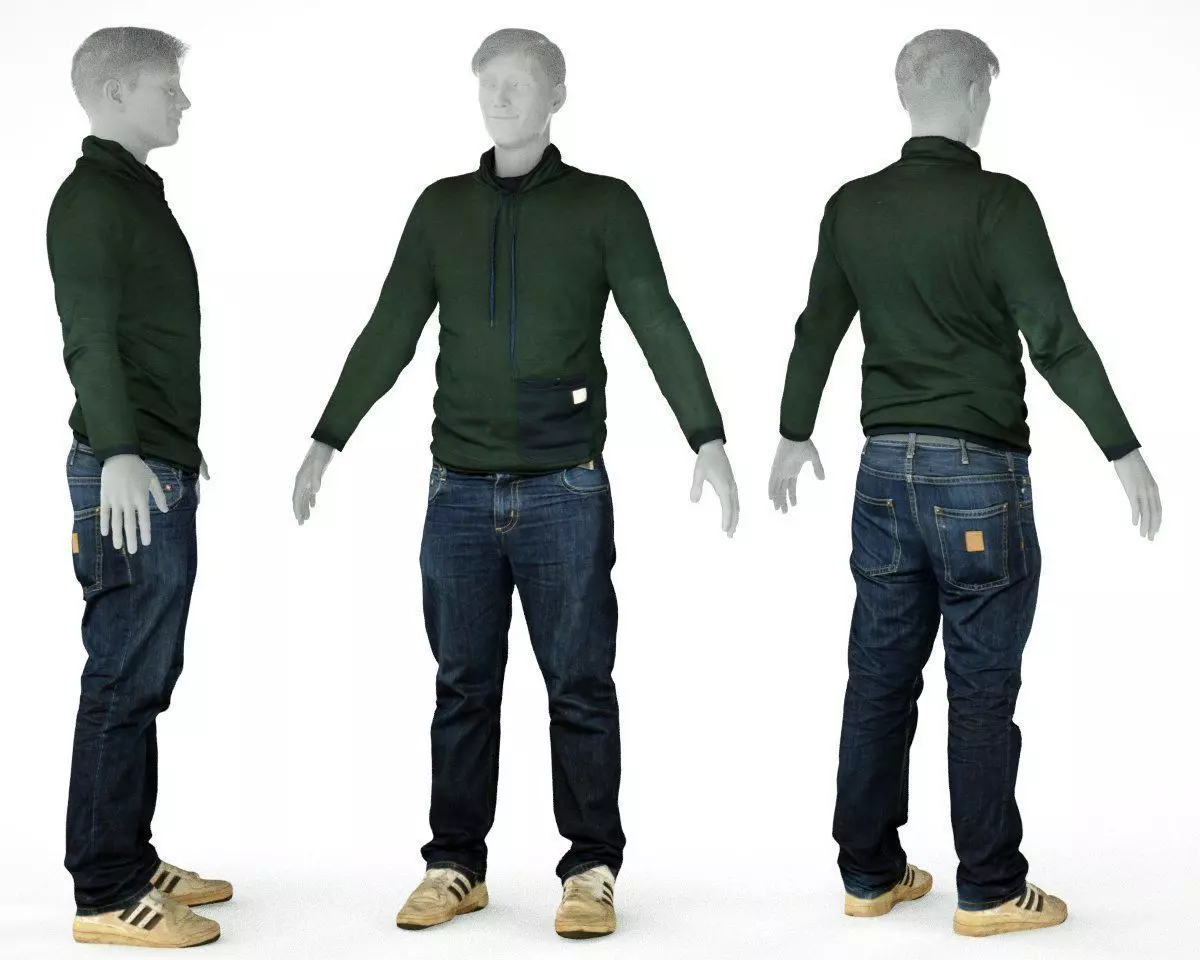 Male Casual Outfit 13 Pull Pants Shoes Low-poly 3D model