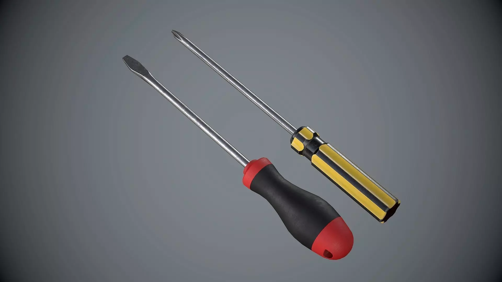 Screwdriver Set two screwdrivers Low-poly 3D model