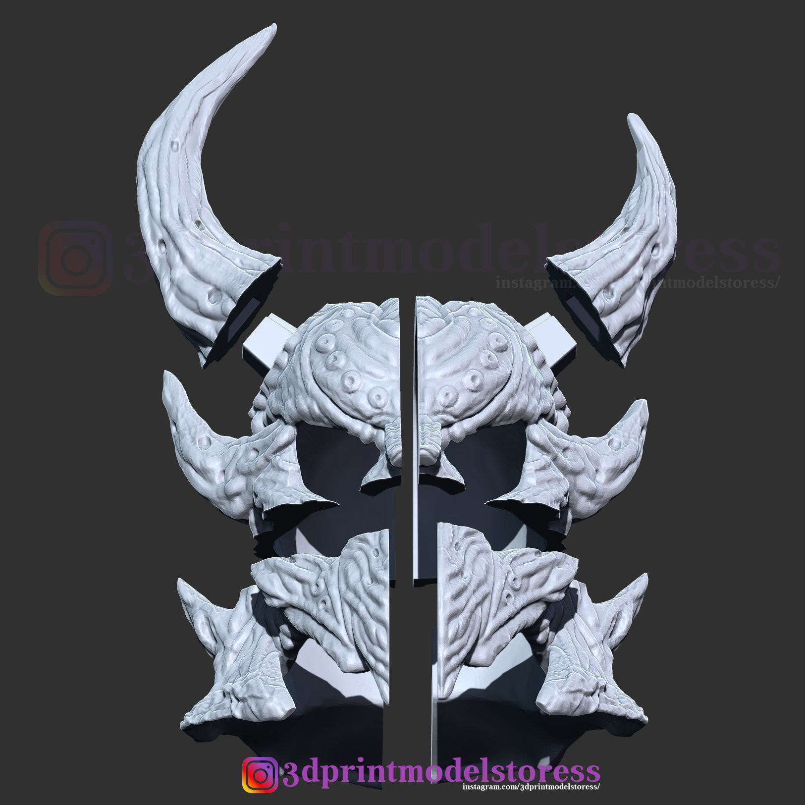 Daedric Skyrim Helmet STL Costume  Cosplay 3D print model_7
