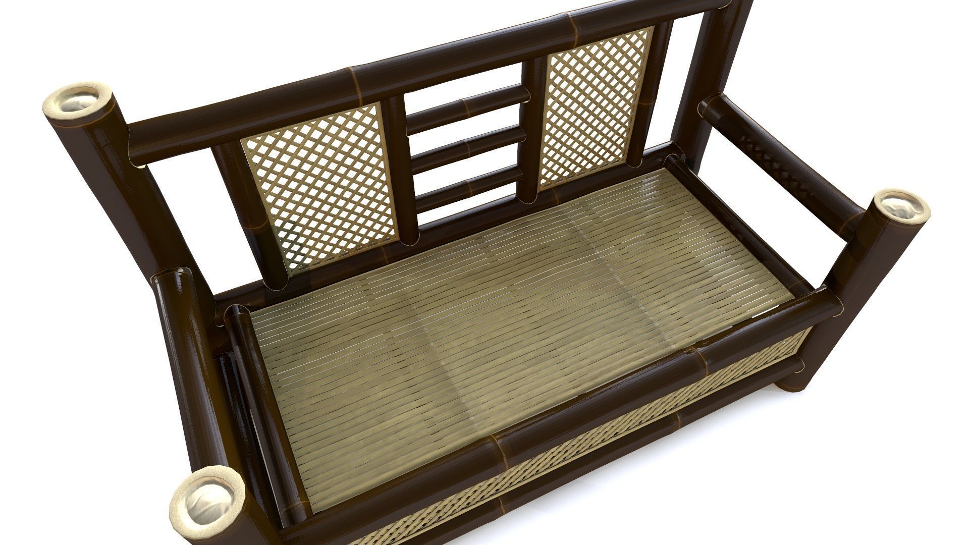 Bamboo Chair Low-poly 3D model_9