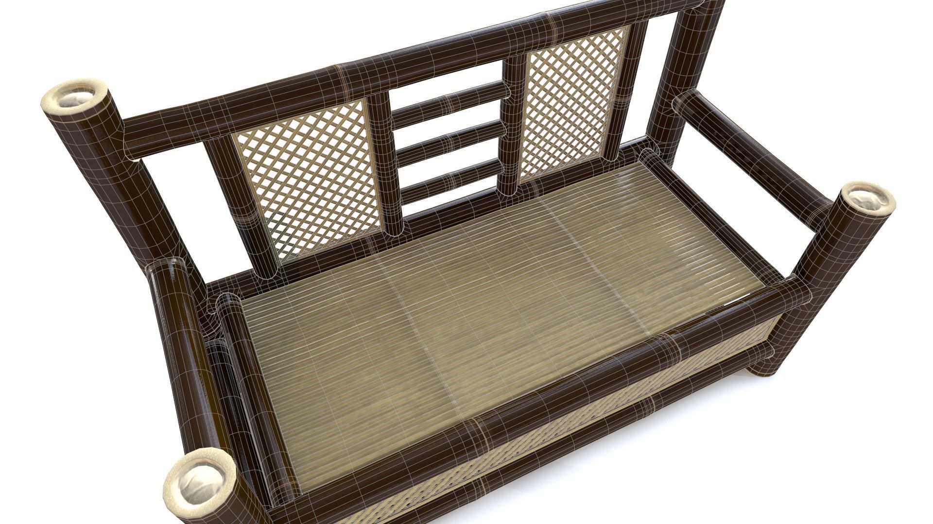 Bamboo Chair Low-poly 3D model_10