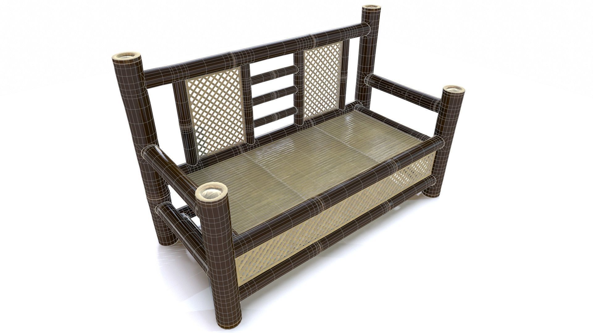 Bamboo Chair Low-poly 3D model_2