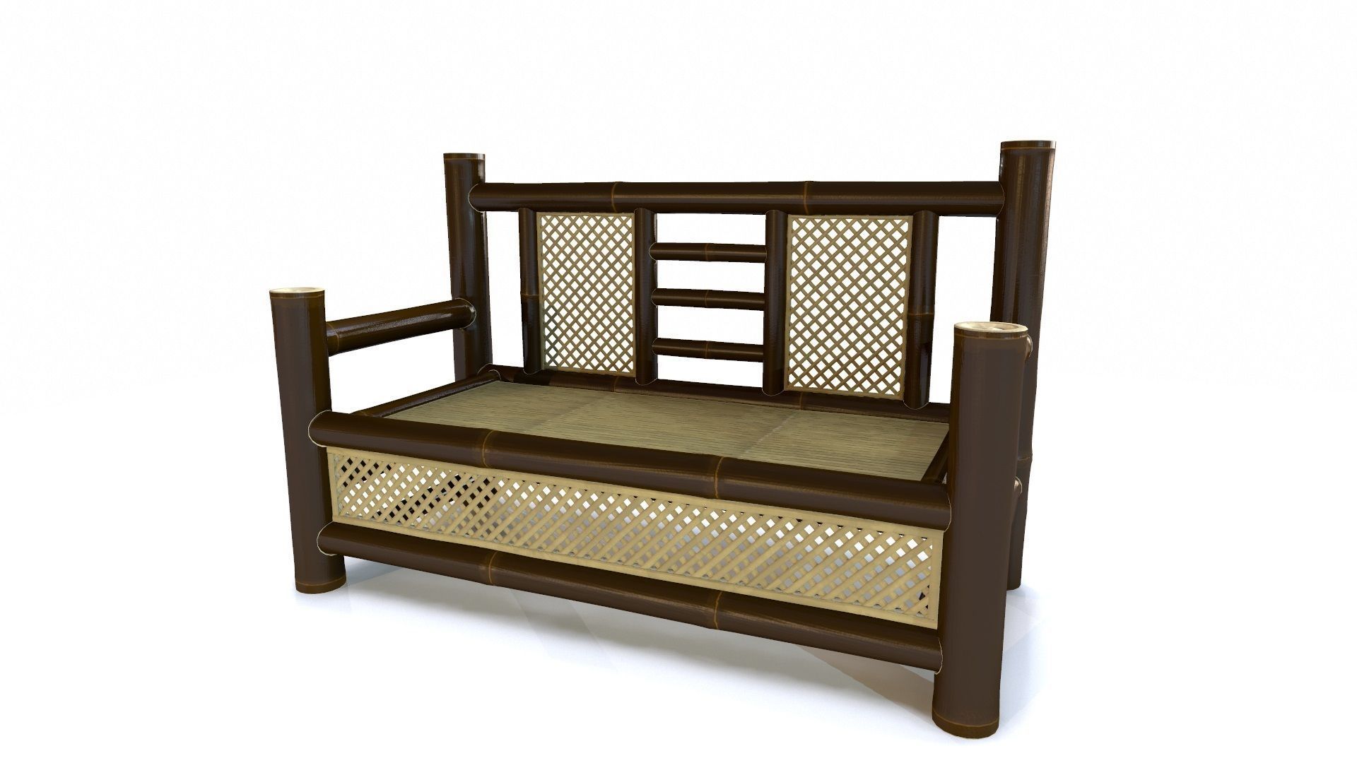 Bamboo Chair Low-poly 3D model_3