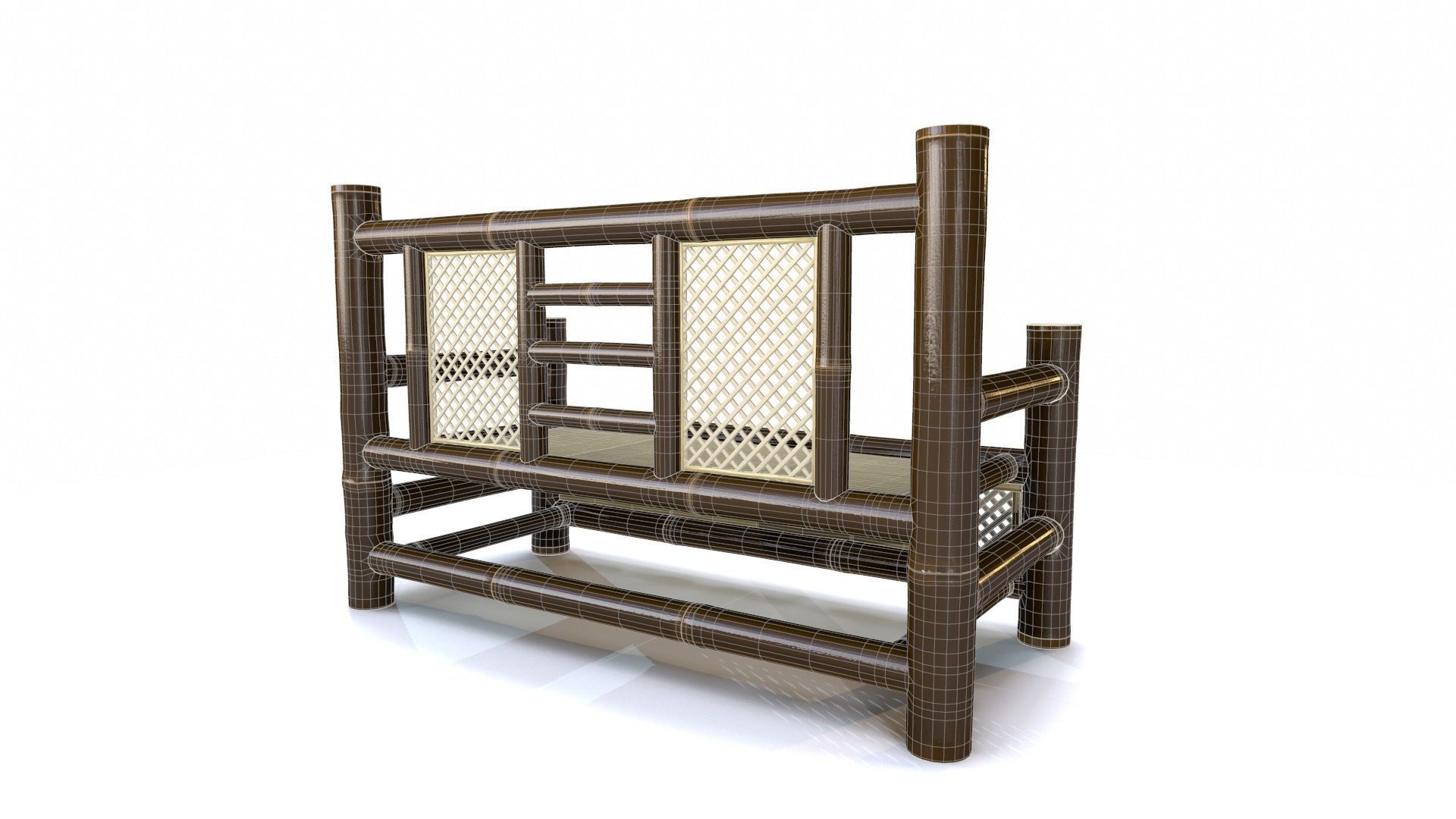 Bamboo Chair Low-poly 3D model_6