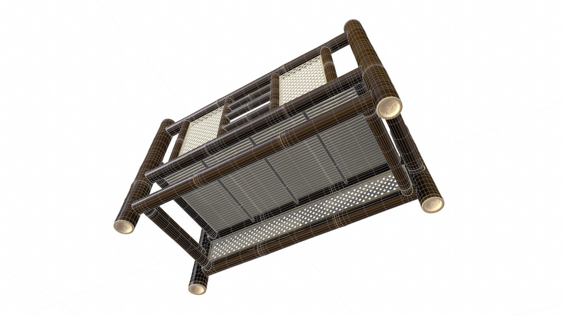 Bamboo Chair Low-poly 3D model_8