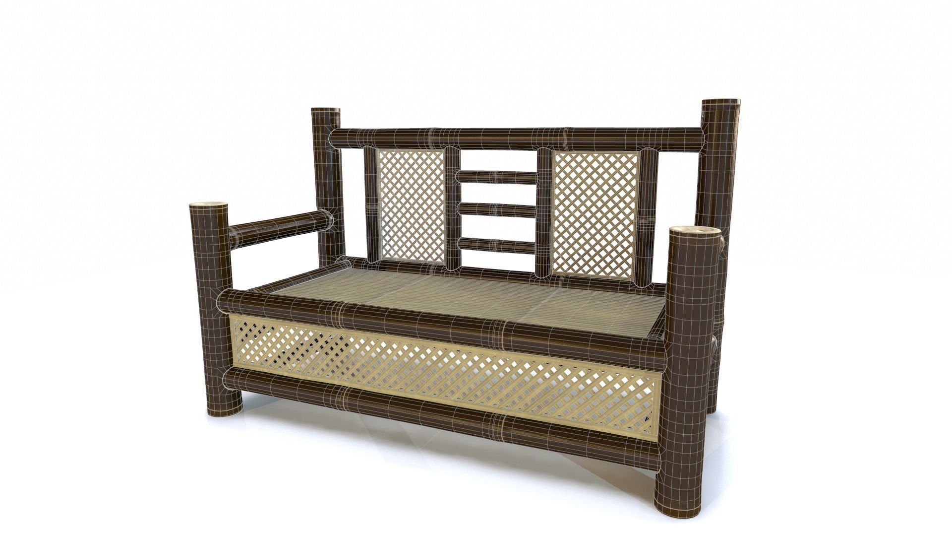 Bamboo Chair Low-poly 3D model_4