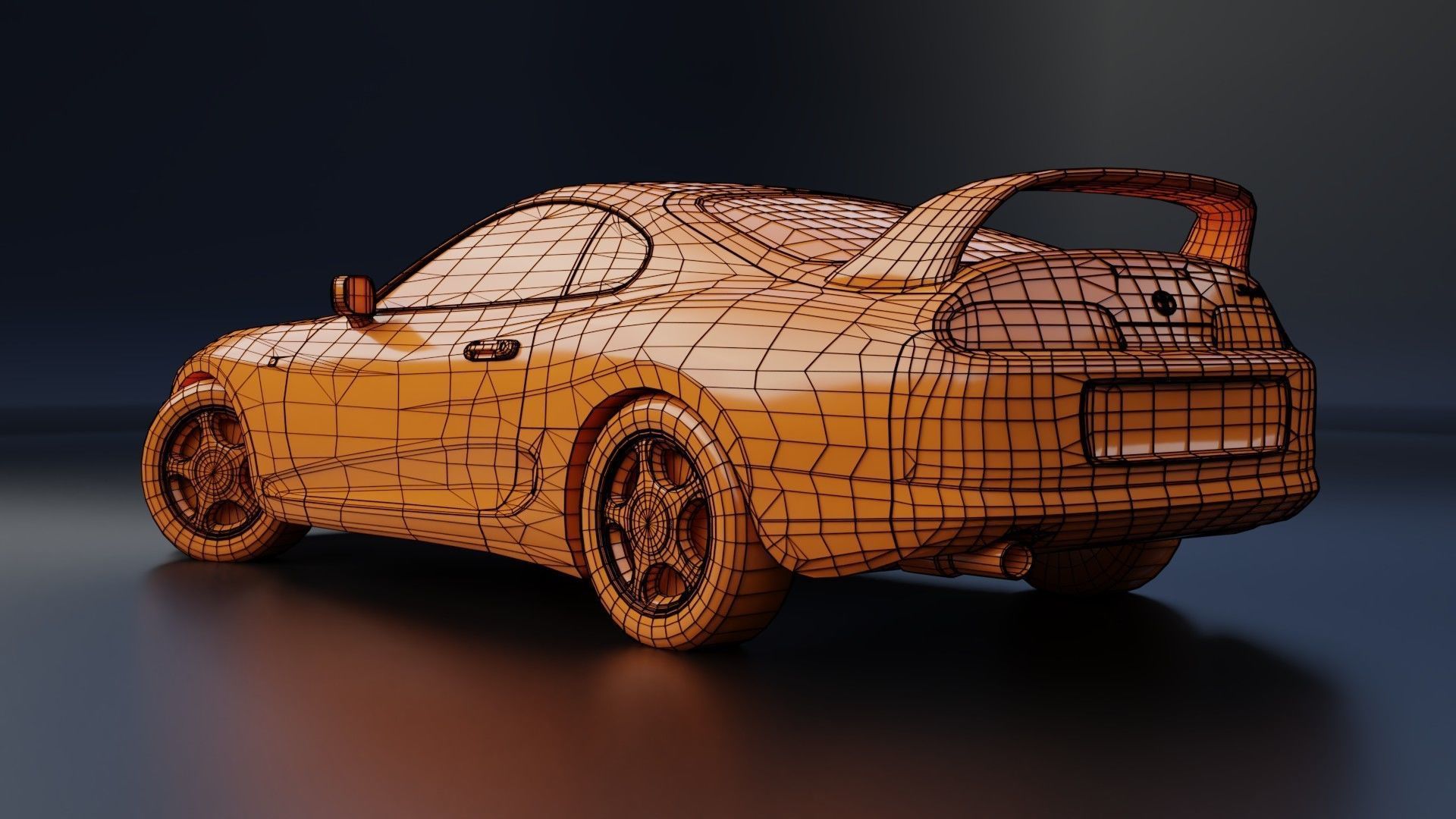 Toyota Supra MK4  Low-poly 3D model_3