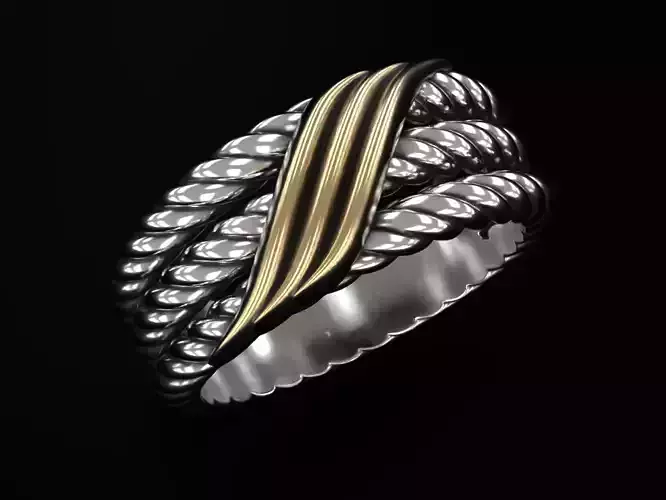 Ring with a rope and with a gold insert 416 3D print model