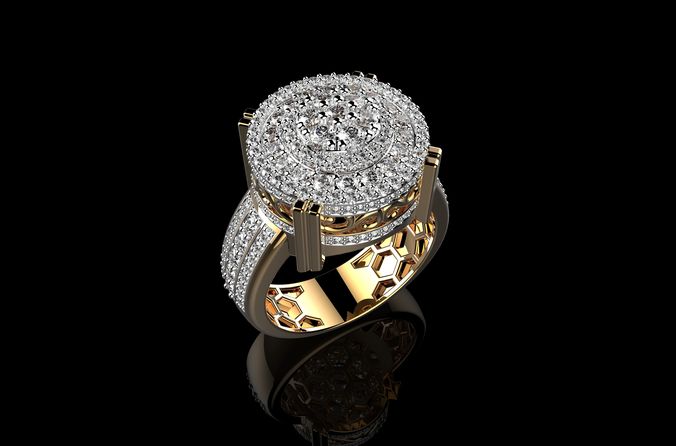 Mens Gold Rings With Rings Mens Diamond Yellow Ring N2 3D print model