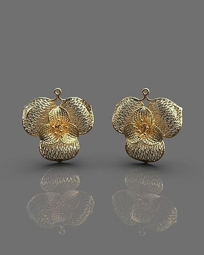 Floral set gold ring with flower design 3D print model