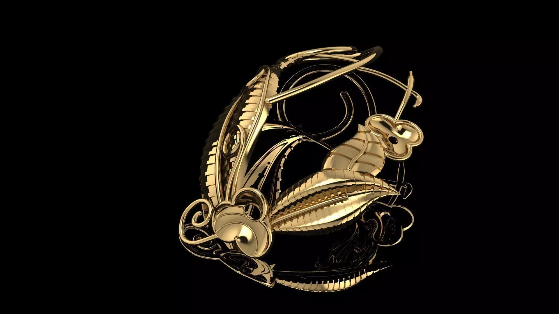 Jewelry gold leaf ring 3D print model_0