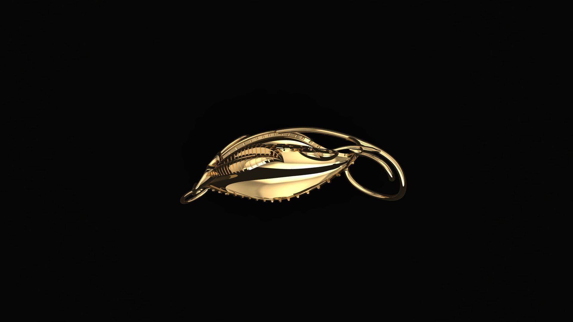 Jewelry gold leaf ring 3D print model_3