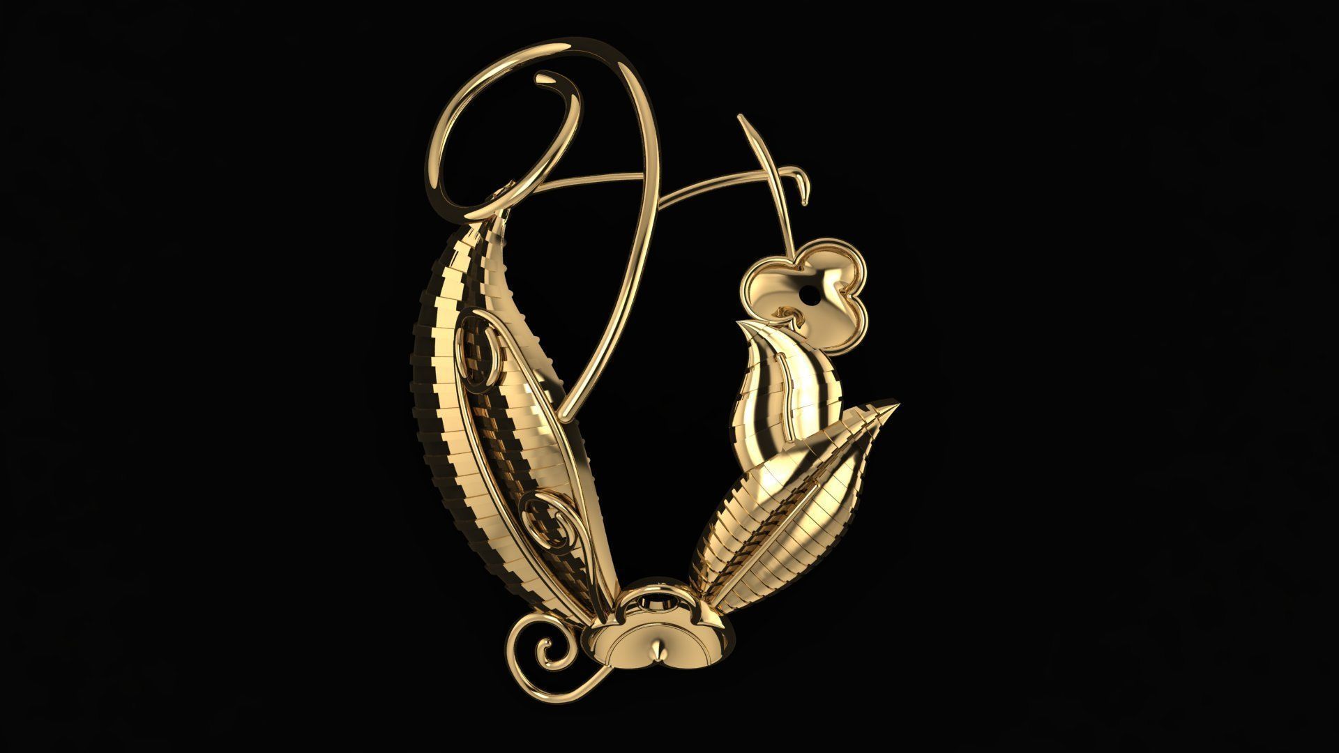 Jewelry gold leaf ring 3D print model_1