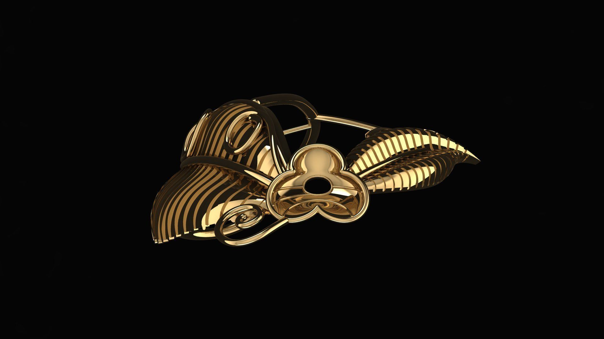 Jewelry gold leaf ring 3D print model_2