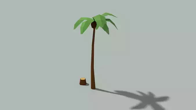 Low Poly Palm Tree and Trunk