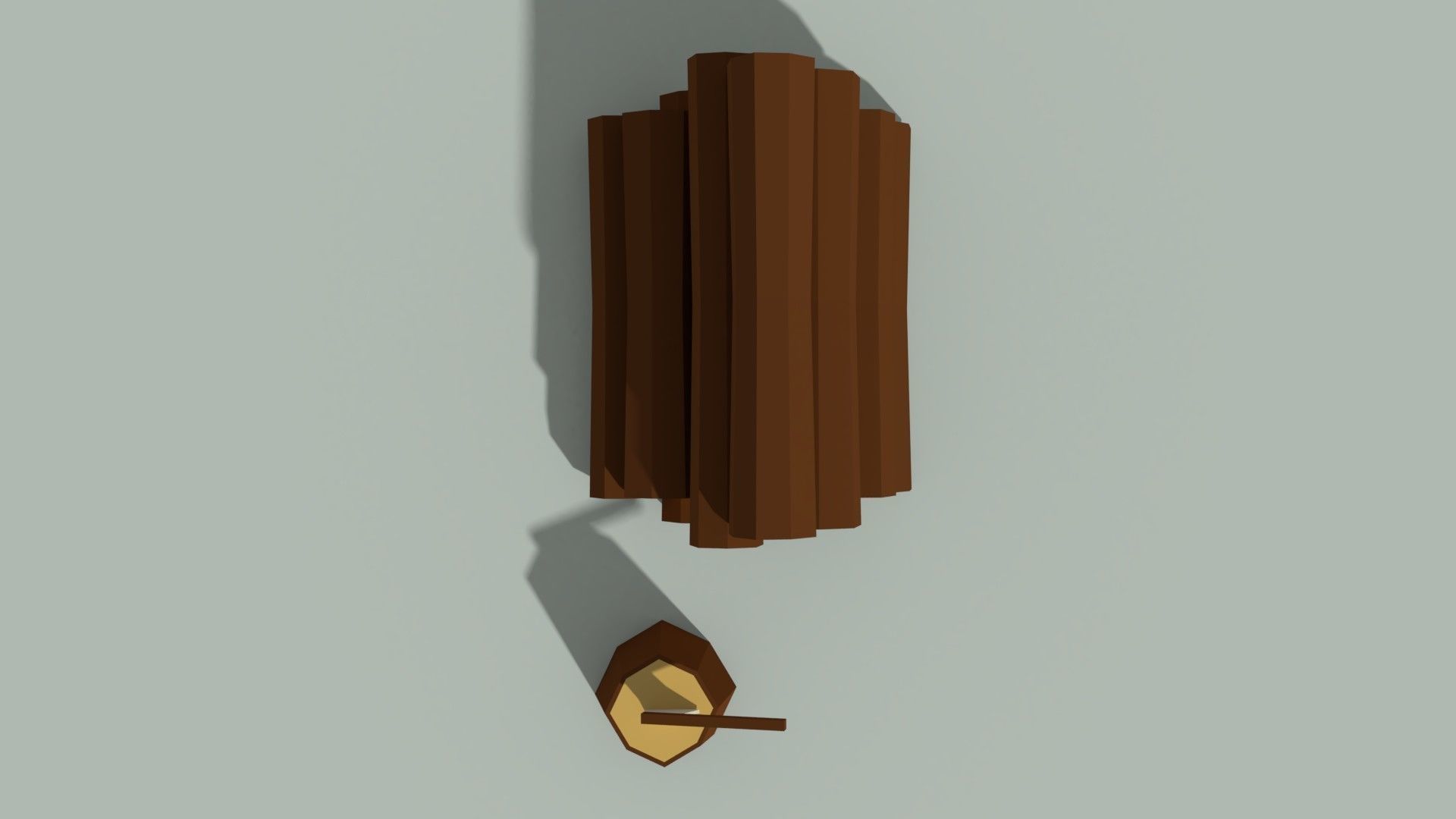 Low Poly Wooden Logs and Axe Low-poly 3D model_3
