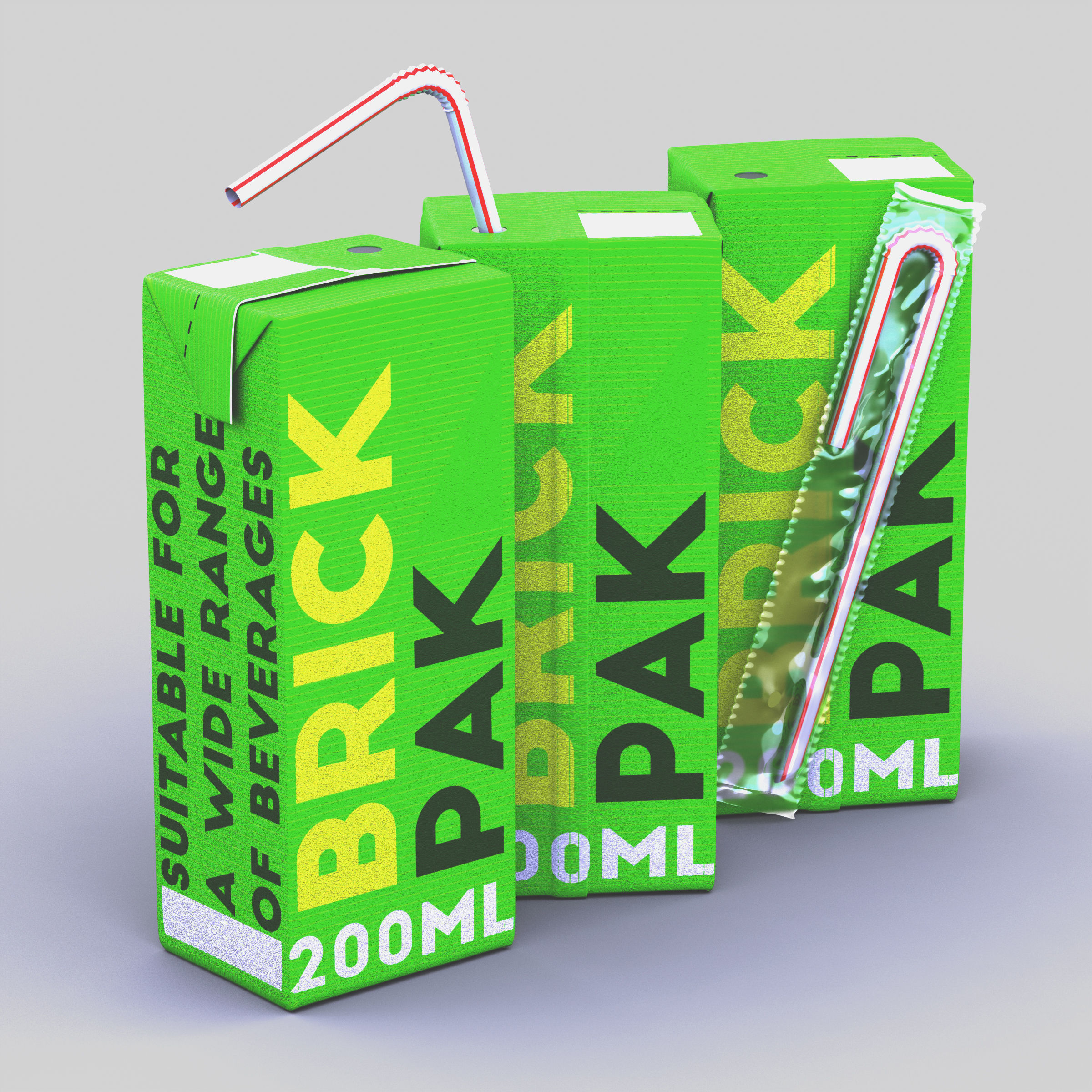 200ml Brick Pack 3D model_2