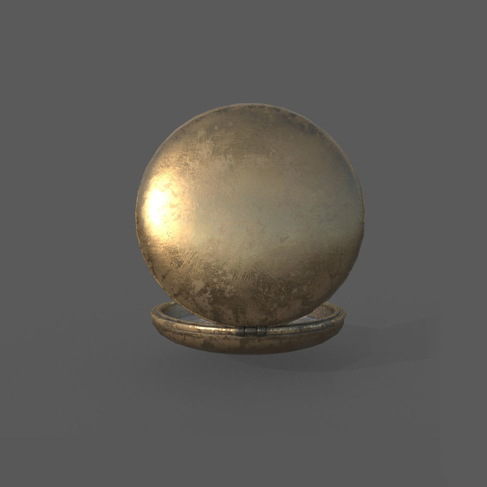 Compas Bronze and Silver metal Low-poly 3D model_9