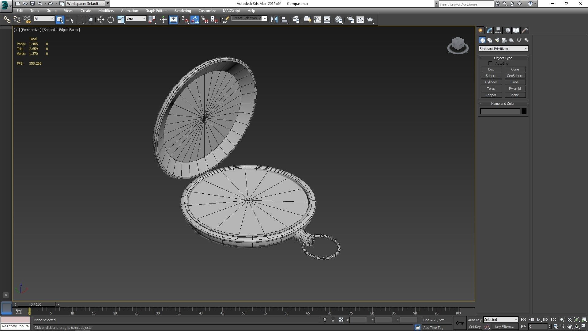 Compas Bronze and Silver metal Low-poly 3D model_14