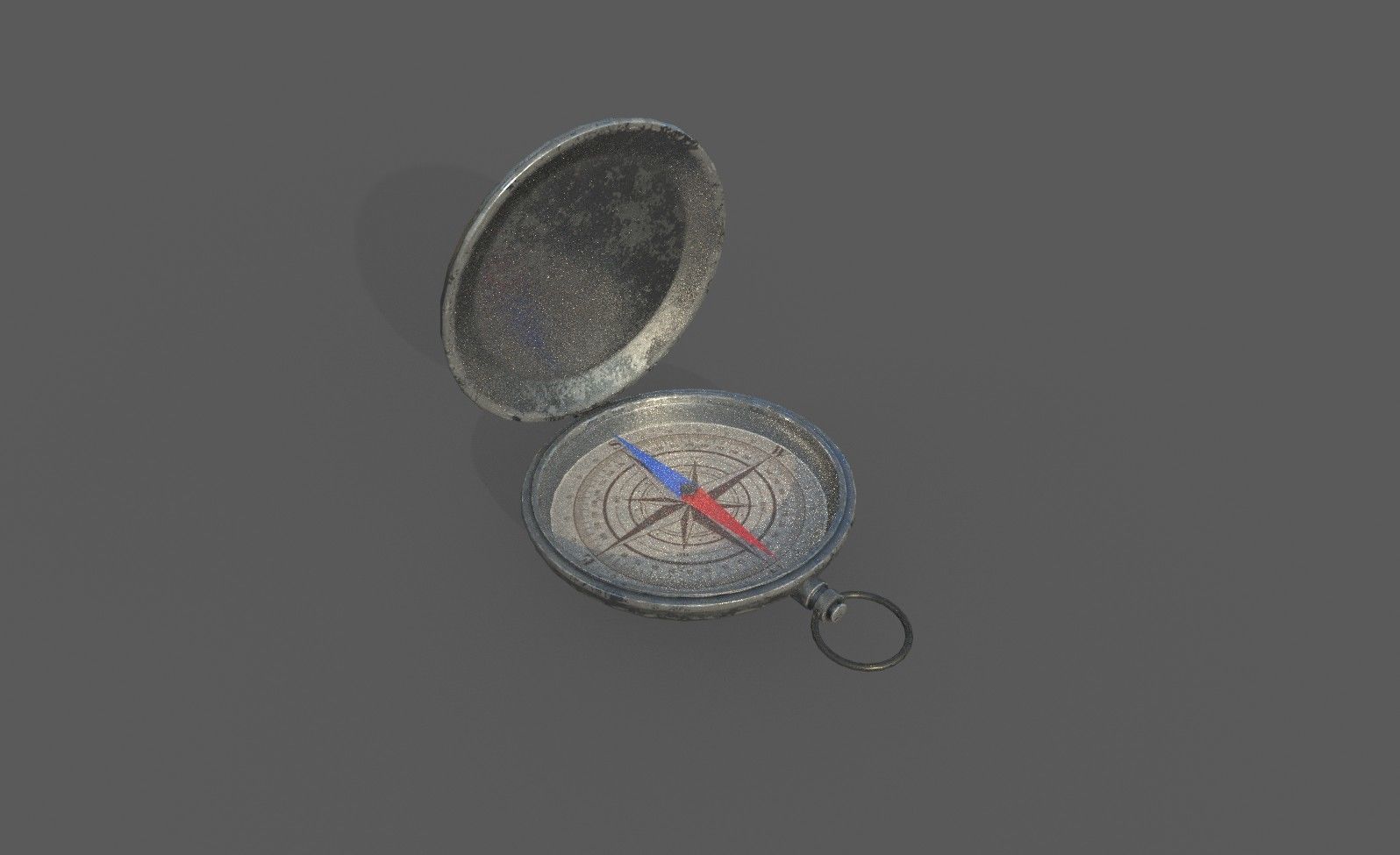 Compas Bronze and Silver metal Low-poly 3D model_3