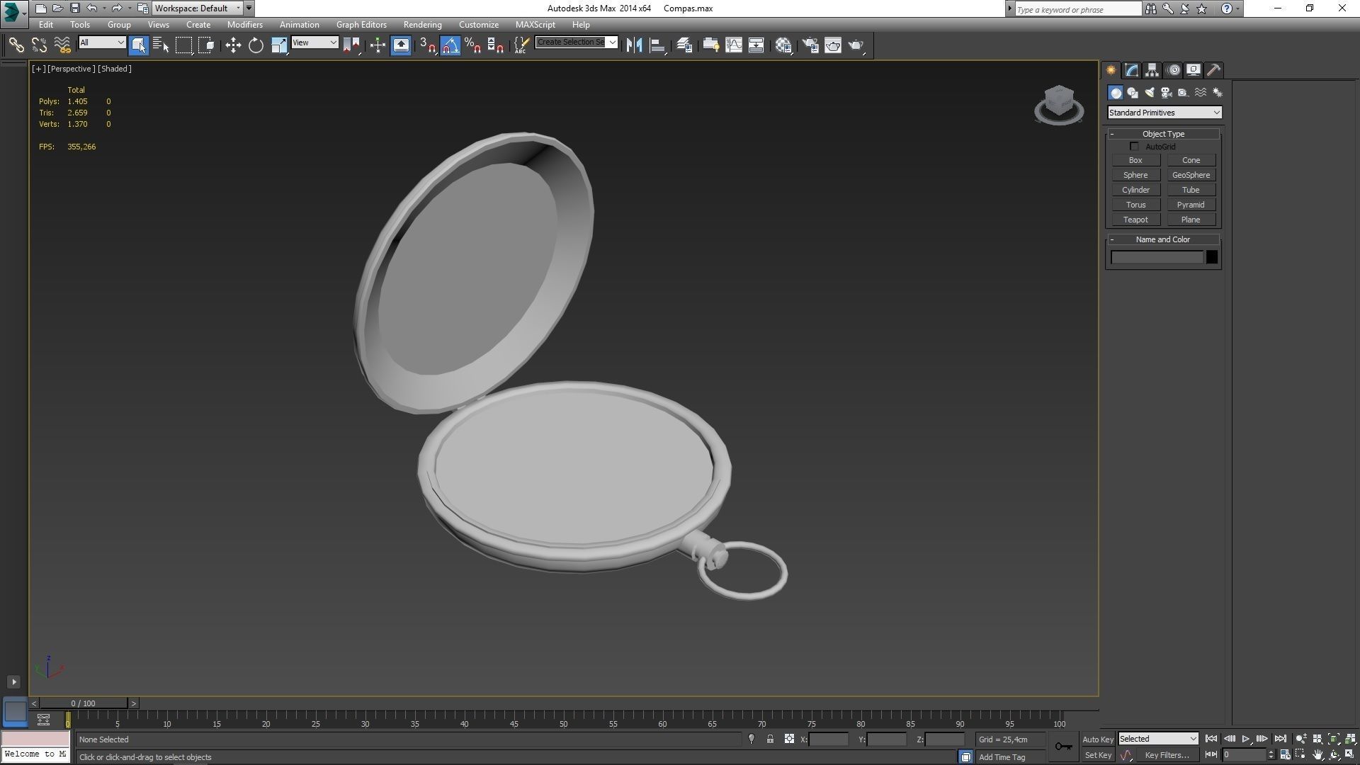 Compas Bronze and Silver metal Low-poly 3D model_13