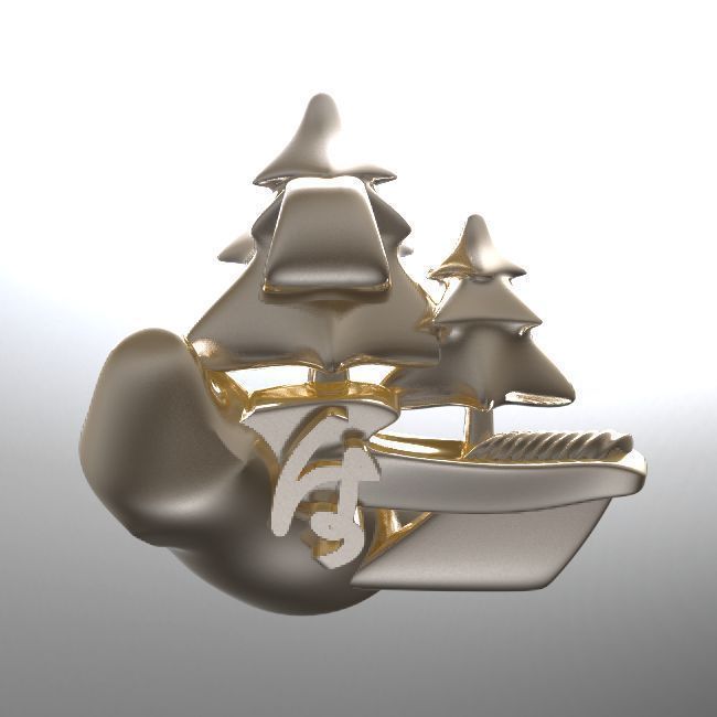 DeepForest silver ring with trees 3D print model_6