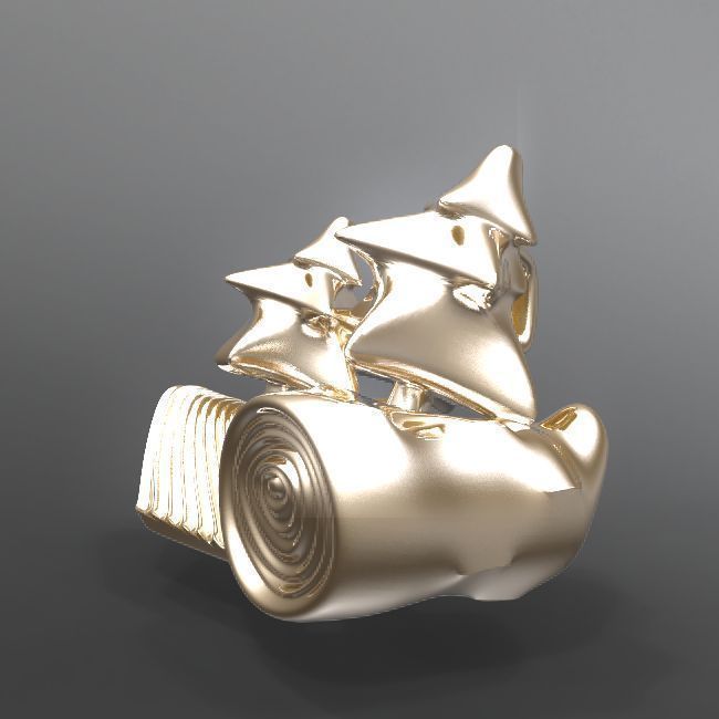 DeepForest silver ring with trees 3D print model_4
