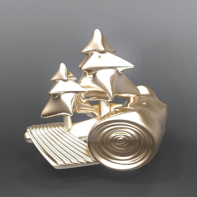 DeepForest silver ring with trees 3D print model_3