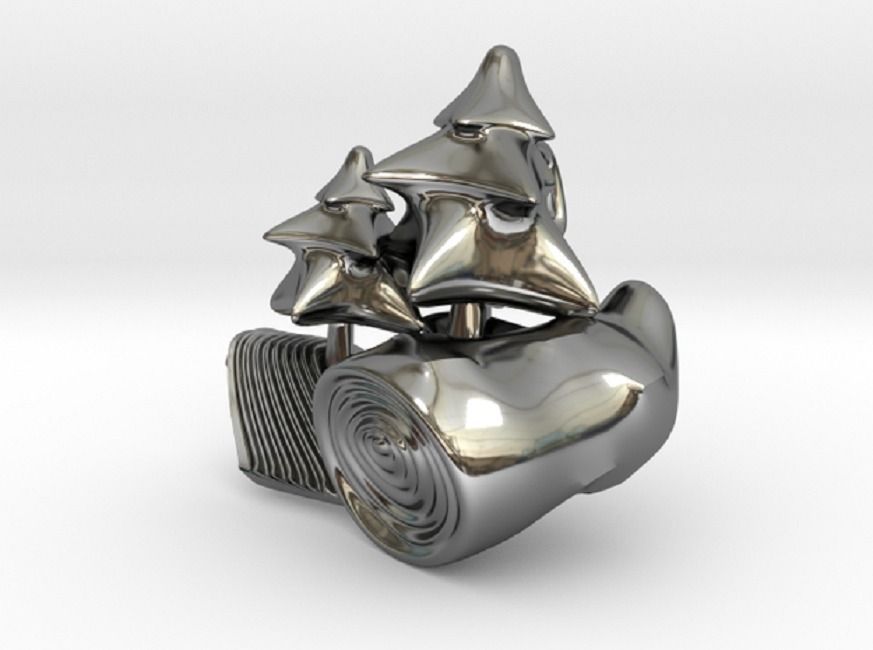 DeepForest silver ring with trees 3D print model_0