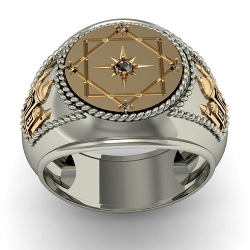 signet ring for men with a mosque 3D print model