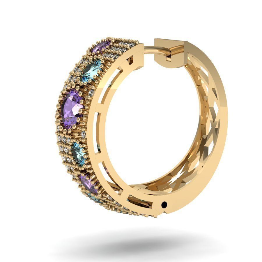 fashion earring with gems   3D print model_1