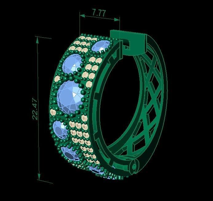 fashion earring with gems   3D print model_4