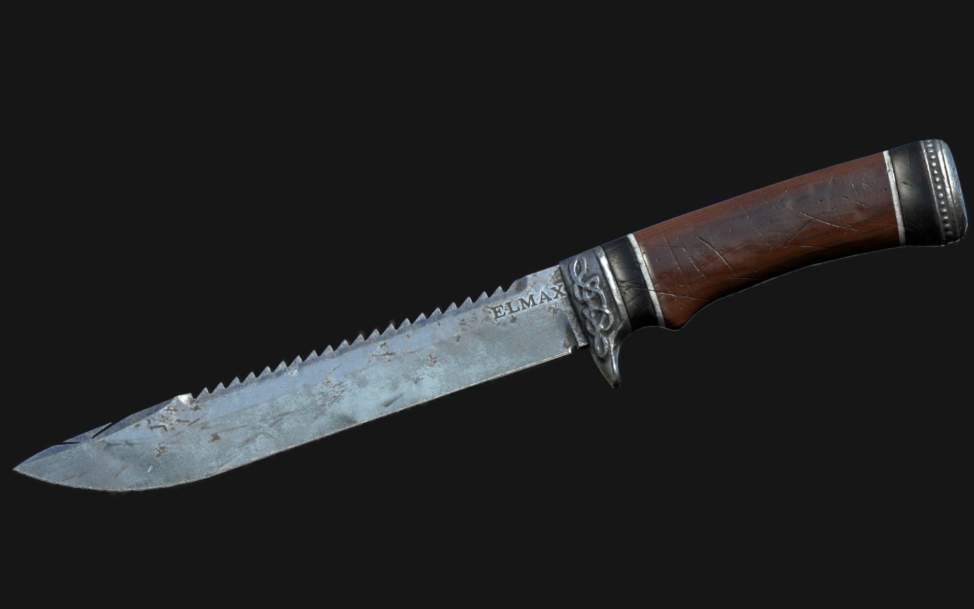 Hunters knife Low-poly 3D model_1